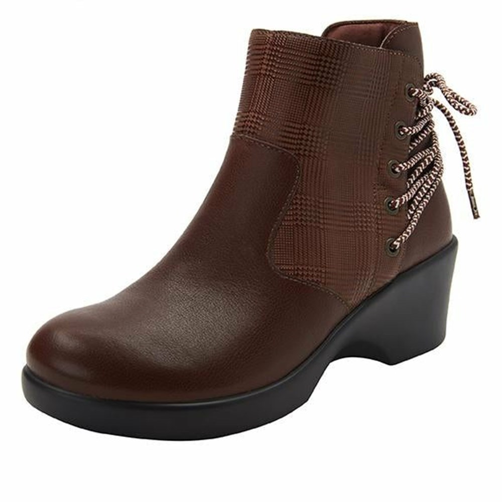 Brown Alegria Stevee Plaidly Women\'s Boots | 287QTEYNW