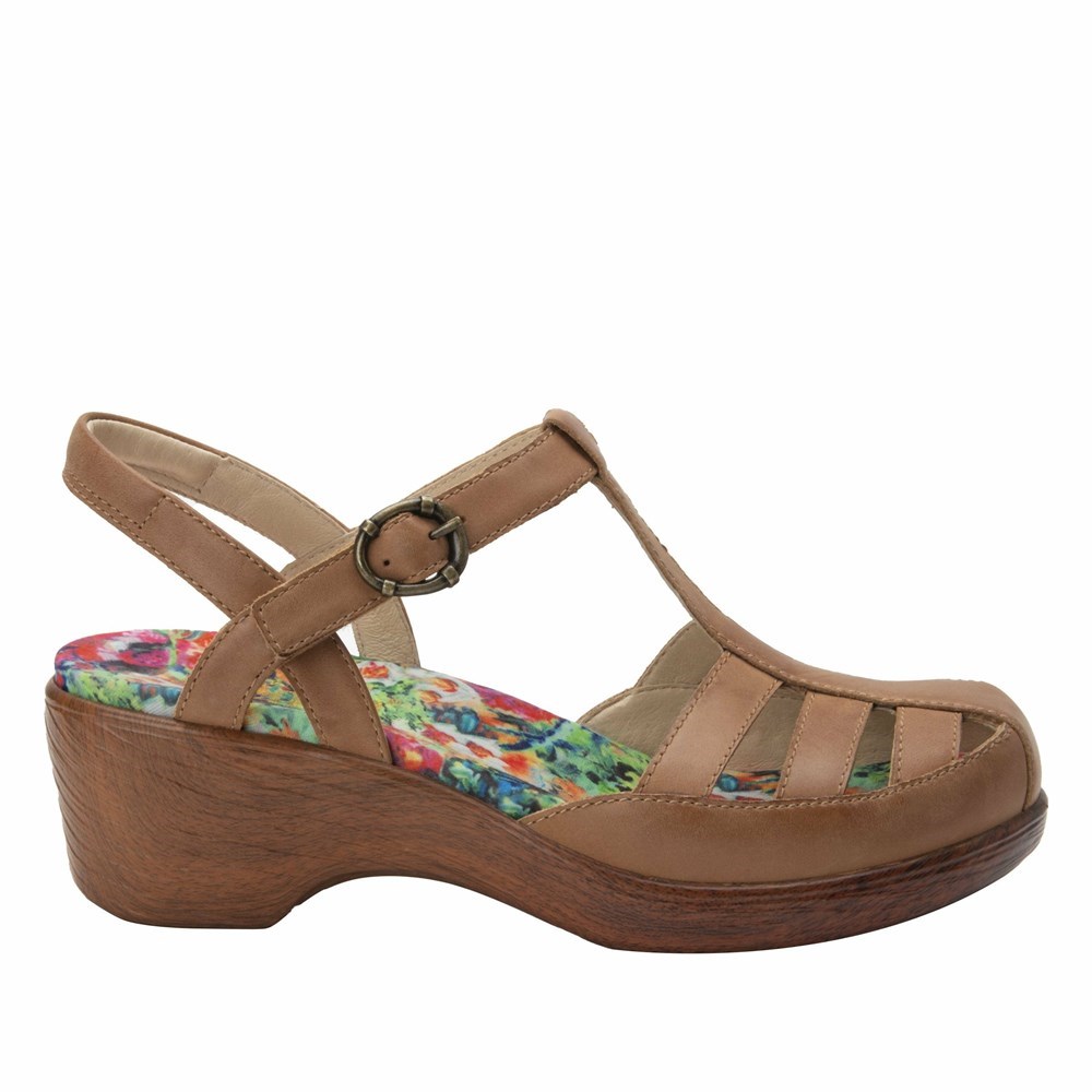 Brown Alegria Summer Cognac Women's Wedge & Heels | 960VGTKZP