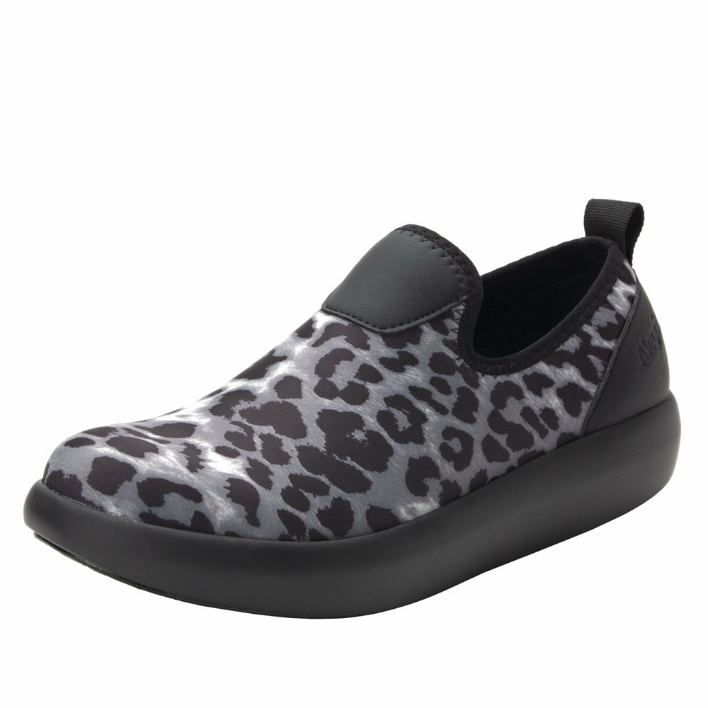 Grey Alegria Eden Leopard Women\'s Slip On Shoes | 948VKLNUX