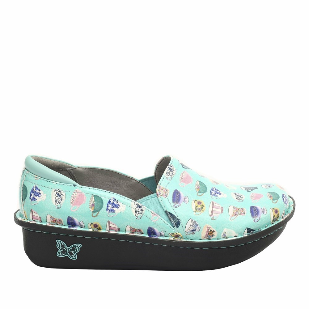 Light Blue Alegria Debra Teacup Aqua Women's Slip On Shoes | 618OHIPSE