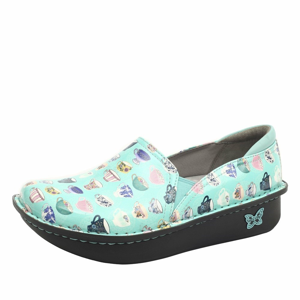 Light Blue Alegria Debra Teacup Aqua Women\'s Slip On Shoes | 618OHIPSE