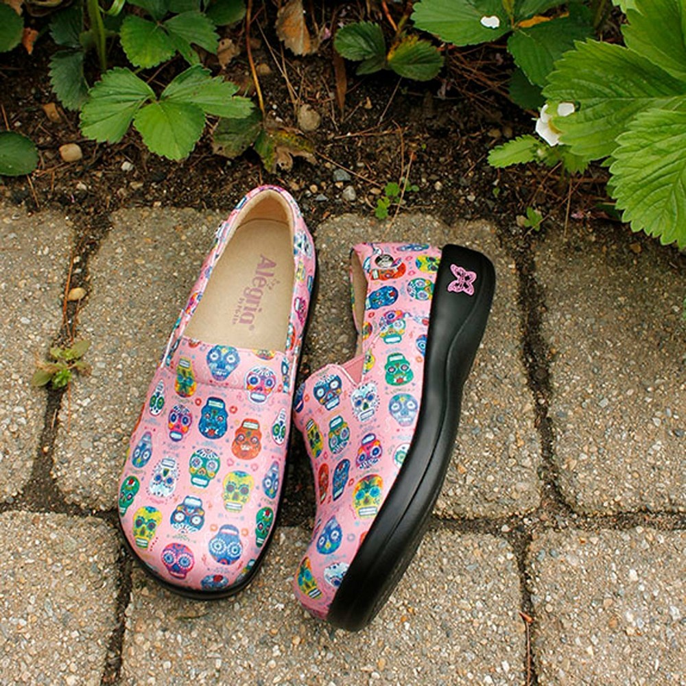 Pink Alegria Keli Sugar Skulls Professional Women's Slip On Shoes | 786ZRSVKM