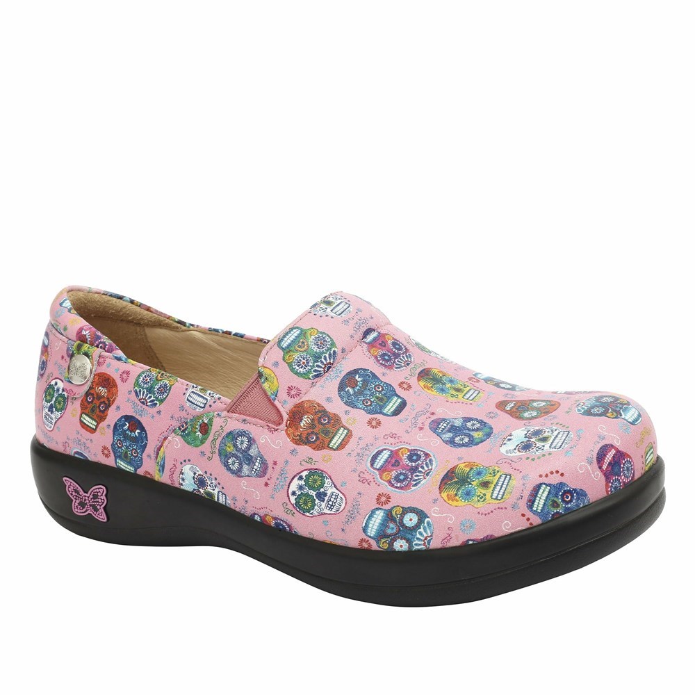 Pink Alegria Keli Sugar Skulls Professional Women's Slip On Shoes | 786ZRSVKM