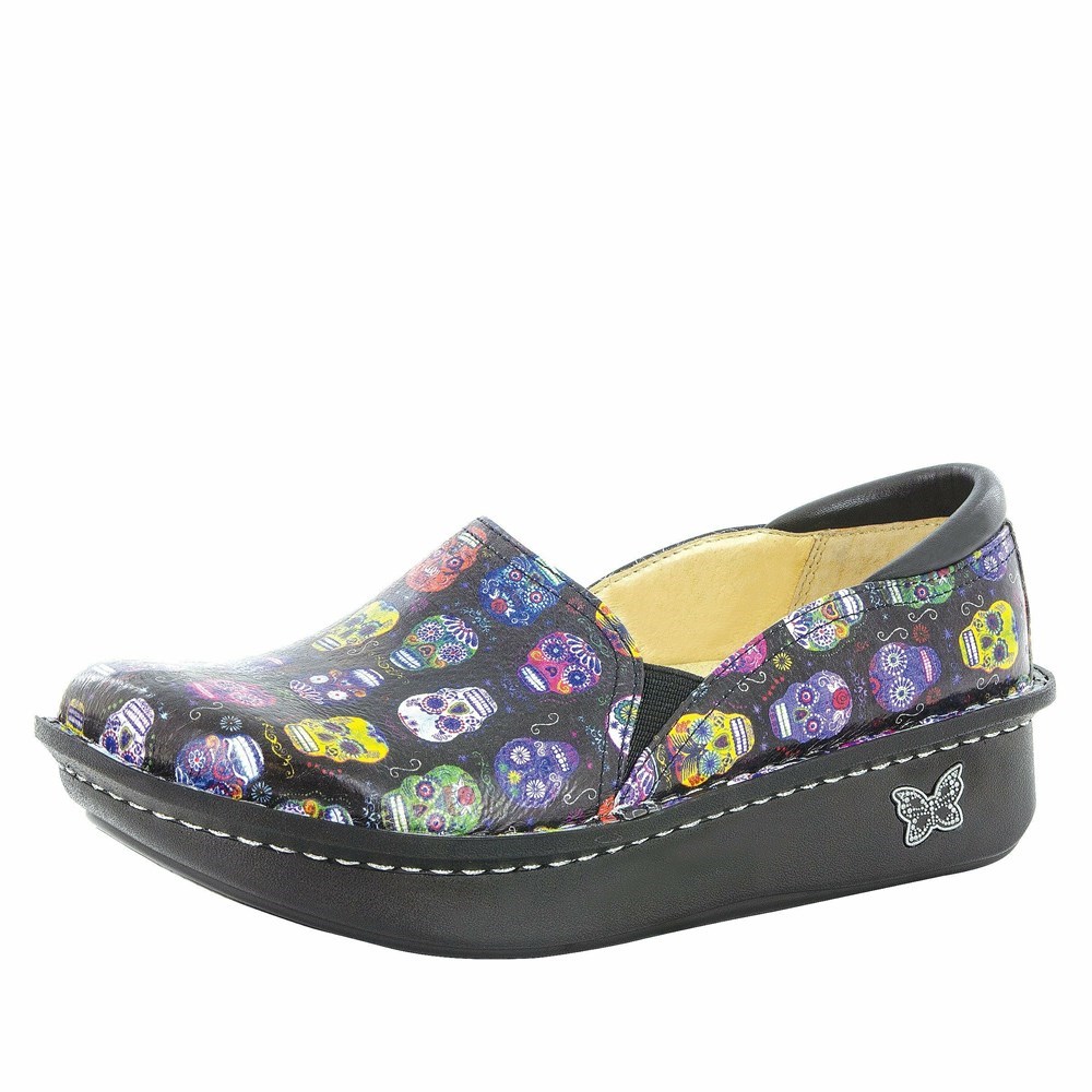 Purple Alegria Debra Sugar Skulls Women\'s Slip On Shoes | 436ODJXUC